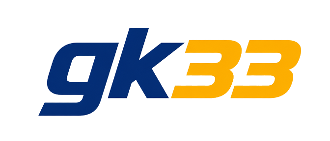 gk33 brand logo on dark neon homepage